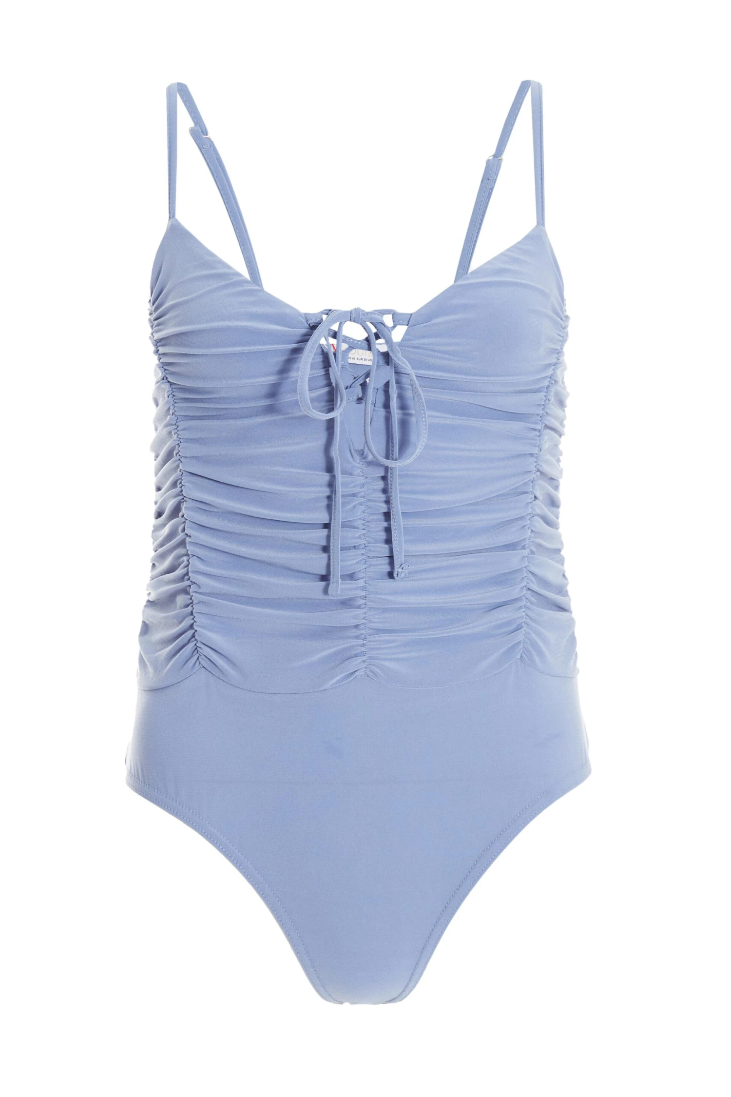 Pale Blue Lace Up Ruched Bodysuit 3 Pale Blue Lace Up Ruched Bodysuit