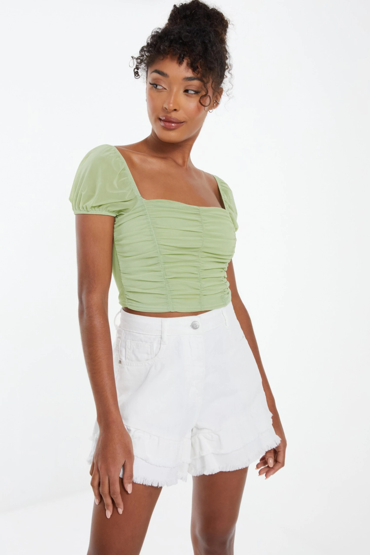 Sage Mesh Crop Top 4 Sage Mesh Crop Top - Image 2