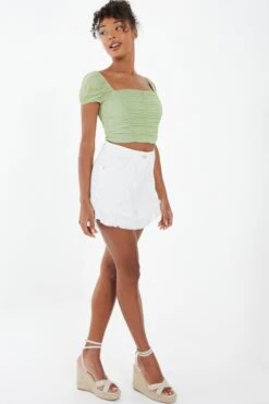 Sage Mesh Crop Top 11 Sage Mesh Crop Top -Chic Summer Shop 00100037890 XS