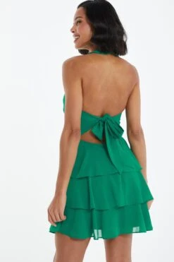 Green Halter Neck Skater Dress -Chic Summer Shop 00100037905 XB