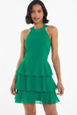 Green Halter Neck Skater Dress -Chic Summer Shop 00100037905 XM