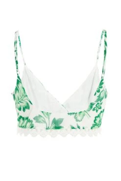 Green Tropical Print Crop Top -Chic Summer Shop 00100037907 ZB