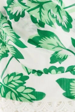 Green Tropical Print Crop Top -Chic Summer Shop 00100037907 ZS
