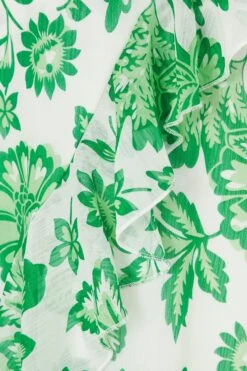 Green Tropical Print Wrap Midi Dress -Chic Summer Shop 00100037909 ZS