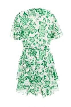 Green Tropical Print Skater Dress -Chic Summer Shop 00100037910 ZB
