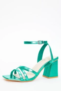 Aqua Cross Strap Block Heeled Sandals -Chic Summer Shop 00100037923 XB