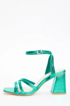 Aqua Cross Strap Block Heeled Sandals