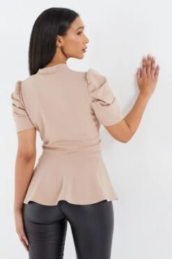 Stone Pleated Peplum Top 10 Stone Pleated Peplum Top -Chic Summer Shop 00100037962 XB