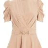 Stone Pleated Peplum Top -Chic Summer Shop 00100037962 ZM