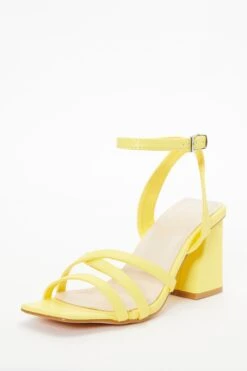Yellow Cross Strap Block Heeled Sandals -Chic Summer Shop 00100037981 XB