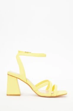 Yellow Cross Strap Block Heeled Sandals -Chic Summer Shop 00100037981 ZS