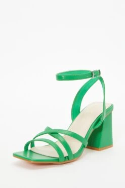 Green Cross Strap Block Heeled Sandals -Chic Summer Shop 00100037982 XB
