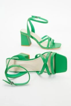 Green Cross Strap Block Heeled Sandals -Chic Summer Shop 00100037982 XS