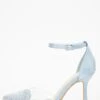 Blue Satin Diamante Heart Court Heels