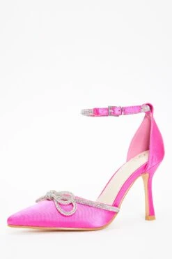 Pink Diamante Bow Court Heels -Chic Summer Shop 00100037990 XB