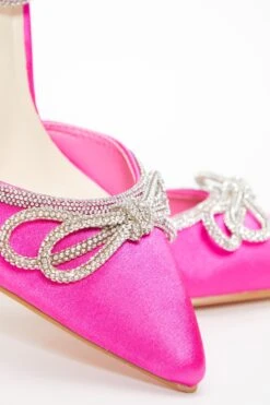 Pink Diamante Bow Court Heels -Chic Summer Shop 00100037990 ZB