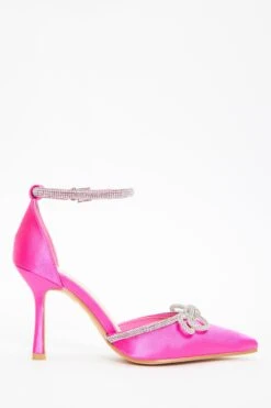 Pink Diamante Bow Court Heels -Chic Summer Shop 00100037990 ZS