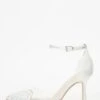 Bridal White Satin Diamante Heart Court Heels