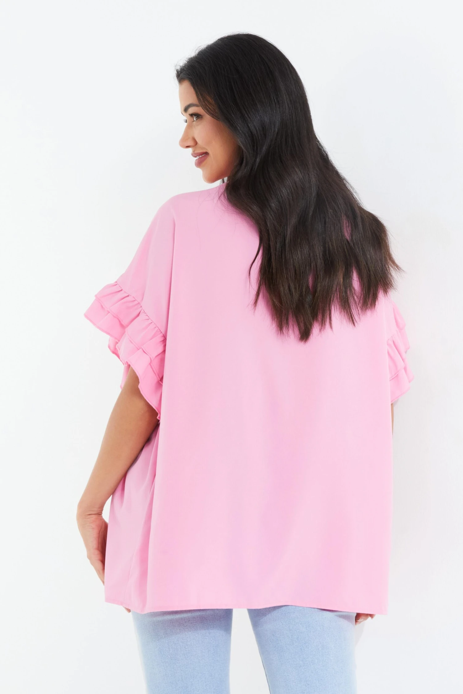 Pink Button Ruched Blouse 5 Pink Button Ruched Blouse - Image 3