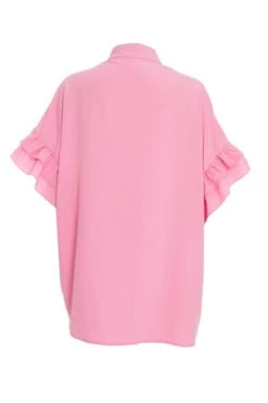 Pink Button Ruched Blouse 12 Pink Button Ruched Blouse -Chic Summer Shop 00100037995 ZB