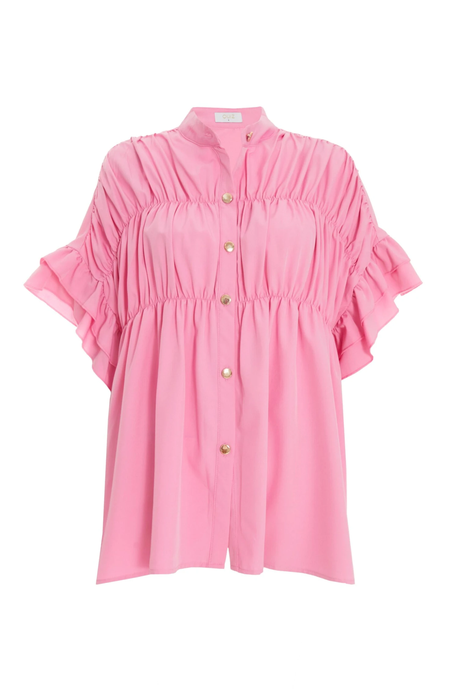 Pink Button Ruched Blouse 3 Pink Button Ruched Blouse