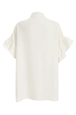 White Button Ruched Blouse 12 White Button Ruched Blouse -Chic Summer Shop 00100037996 ZB