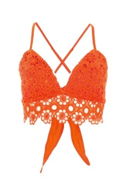 Orange Crochet Crop Top