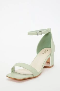 Sage Faux Leather Low Heeled Sandals -Chic Summer Shop 00100038011 XB