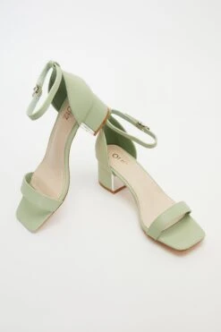 Sage Faux Leather Low Heeled Sandals -Chic Summer Shop 00100038011 XS