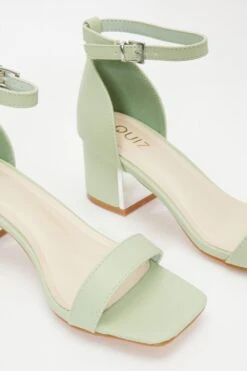 Sage Faux Leather Low Heeled Sandals -Chic Summer Shop 00100038011 ZB