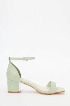 Sage Faux Leather Low Heeled Sandals -Chic Summer Shop 00100038011 ZS