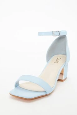 Blue Faux Leather Low Heeled Sandals -Chic Summer Shop 00100038012 XB
