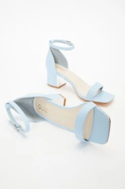Blue Faux Leather Low Heeled Sandals -Chic Summer Shop 00100038012 XS