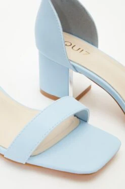 Blue Faux Leather Low Heeled Sandals -Chic Summer Shop 00100038012 ZB