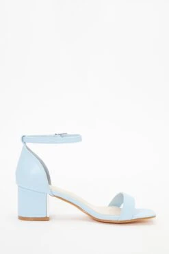 Blue Faux Leather Low Heeled Sandals -Chic Summer Shop 00100038012 ZS