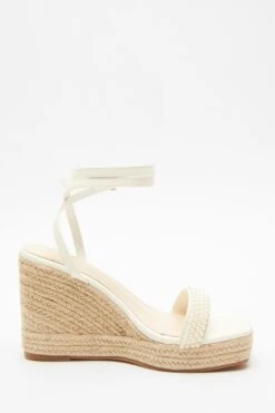 White Pearl Strap Wedges -Chic Summer Shop 00100038016 ZS