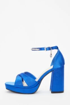 Royal Blue Platform Heeled Sandals
