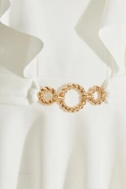 Cream Frill Sleeve Peplum Top -Chic Summer Shop 00100038060 ZS