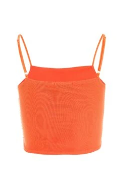 Orange Mesh Ruched Crop Top -Chic Summer Shop 00100038067 ZB
