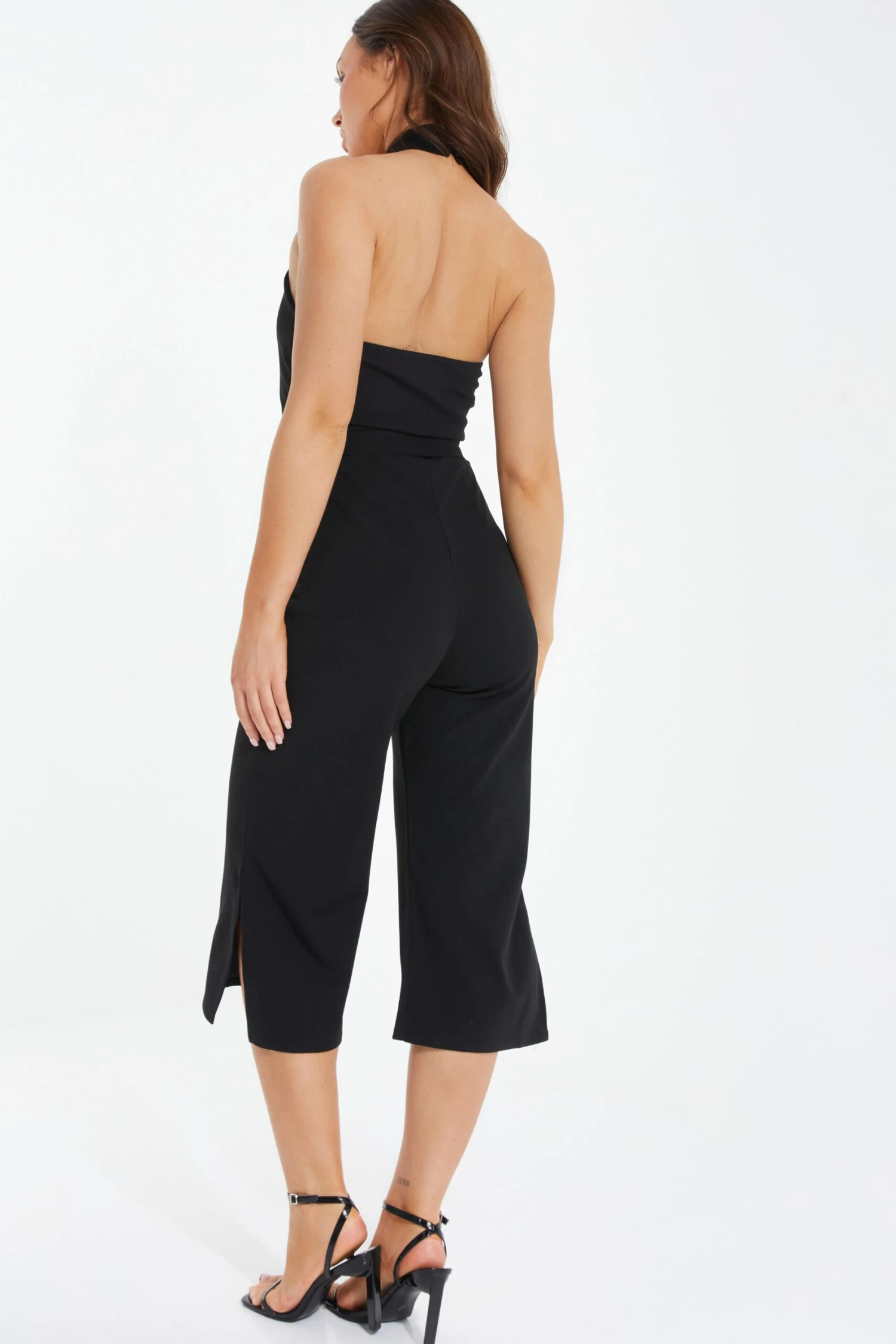 Black Halter Neck Culotte Jumpsuit 5 Black Halter Neck Culotte Jumpsuit - Image 3