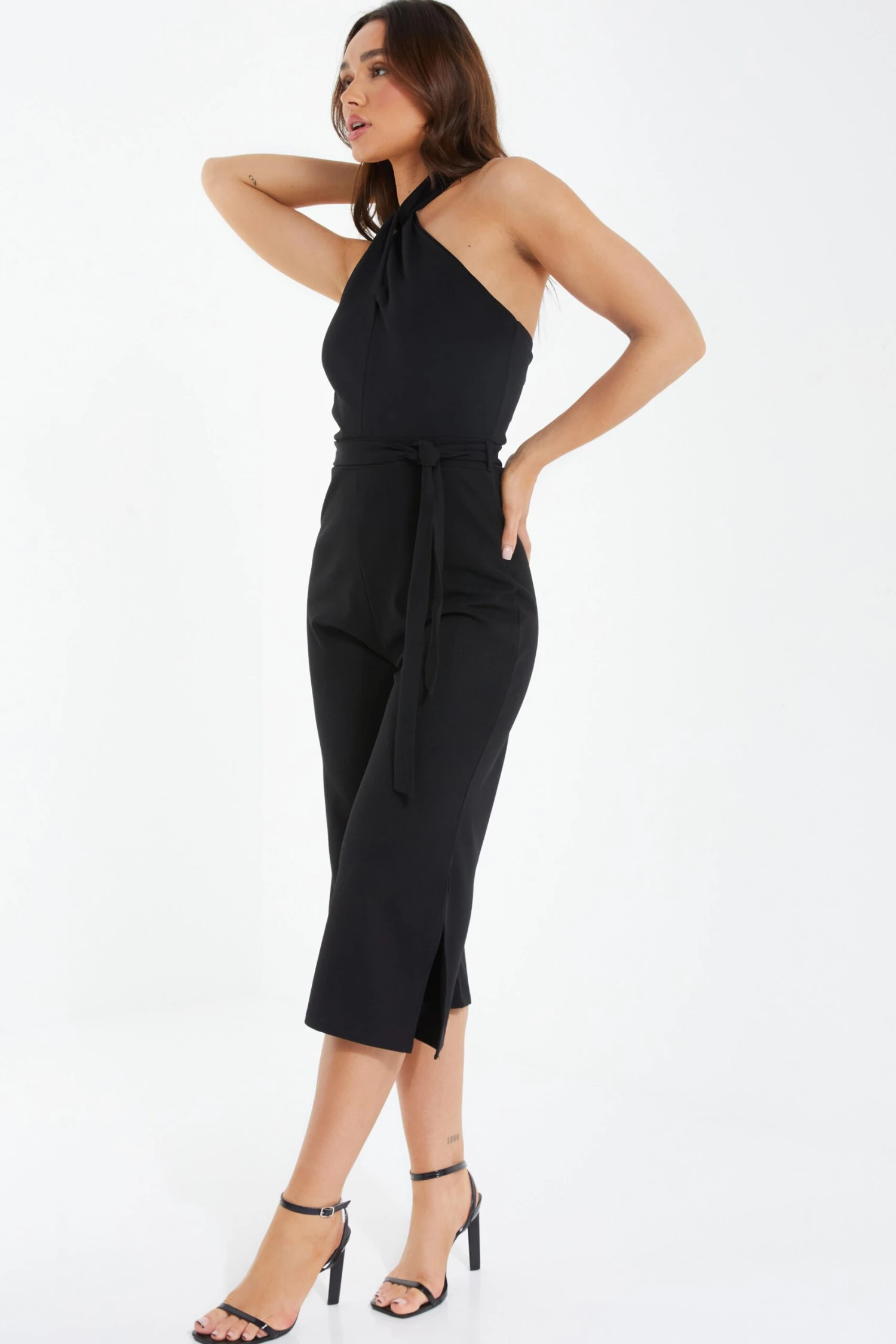 Black Halter Neck Culotte Jumpsuit 6 Black Halter Neck Culotte Jumpsuit - Image 4
