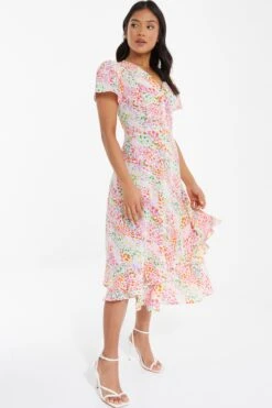 Petite Multicoloured Animal Print Midi Dress -Chic Summer Shop 00100038112 XS