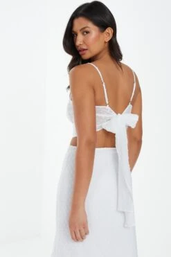 Cream Chiffon Dobby Tie Back Crop Top -Chic Summer Shop 00100038121 XB