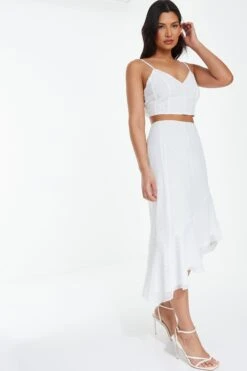 Cream Chiffon Dobby Tie Back Crop Top -Chic Summer Shop 00100038121 XS