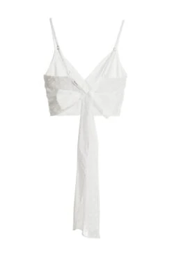 Cream Chiffon Dobby Tie Back Crop Top -Chic Summer Shop 00100038121 ZB