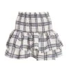 White Check Print Ruched Frill Mini Skirt 1 White Check Print Ruched Frill Mini Skirt -Chic Summer Shop 00100038133 ZM