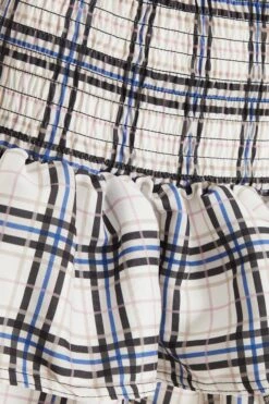 White Check Print Ruched Frill Mini Skirt -Chic Summer Shop 00100038133 ZS