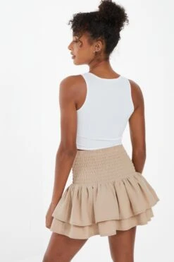Stone Ruched Frill Mini Skirt -Chic Summer Shop 00100038134 XB