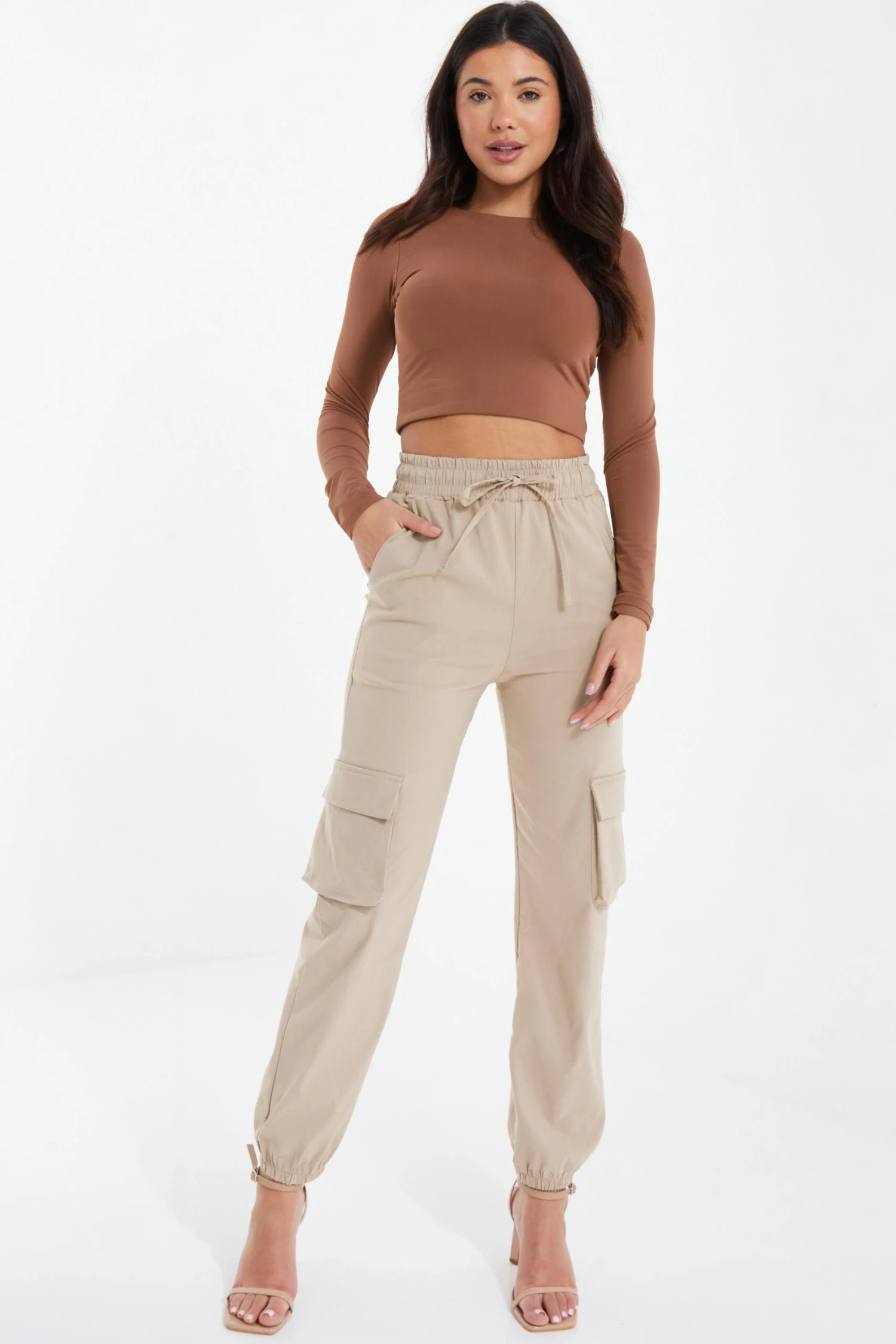 Stone Tie Waist Cargo Trousers 4 Stone Tie Waist Cargo Trousers - Image 2