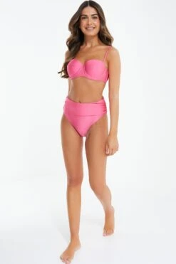 Pink High Waist Bikini Bottoms -Chic Summer Shop 00100038157 XS